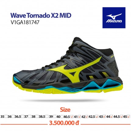 Giày bóng chuyền WAVE TORNADO X2 MID ĐEN VÀNG